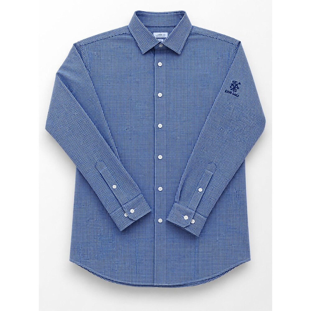 Mizzen + Main Spinnaker Shirt Mens XL Blue White Check East Lake Logo - Picture 2 of 10